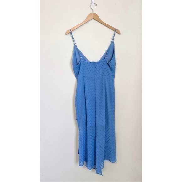 NWT NBD Swissdot Ruched Side Andre Ruched Midi Dress in Blue - Picture 3 of 9
